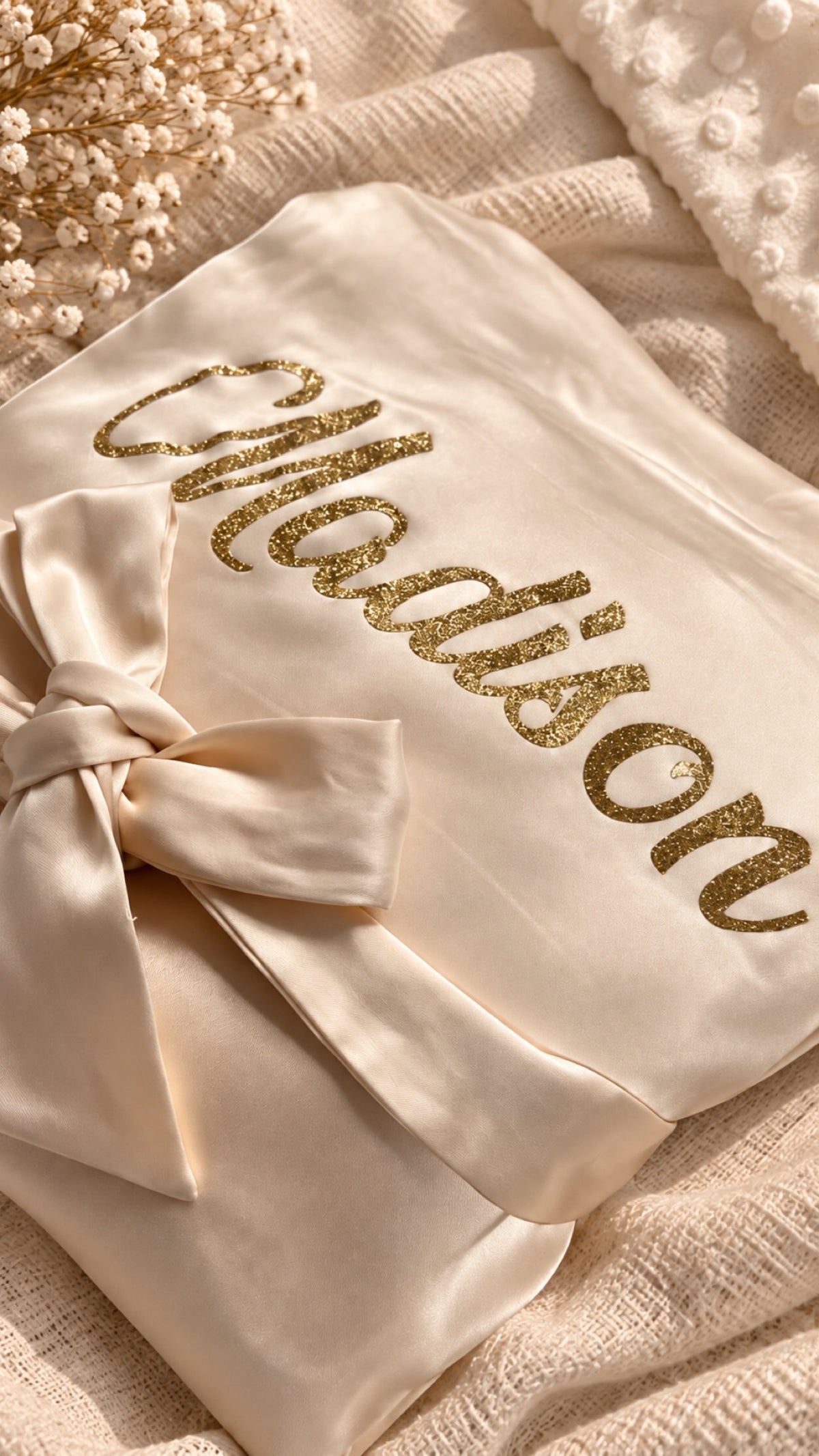 ✨ Peignoir satin personnalisable – Maman