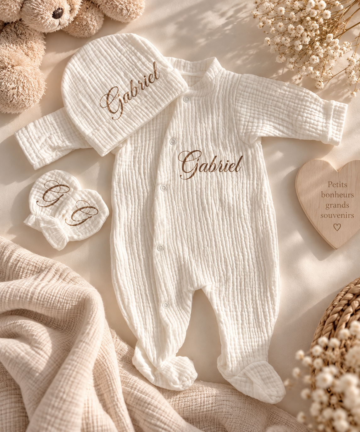 👶🏻 Pyjama personnalisé en gaze de coton