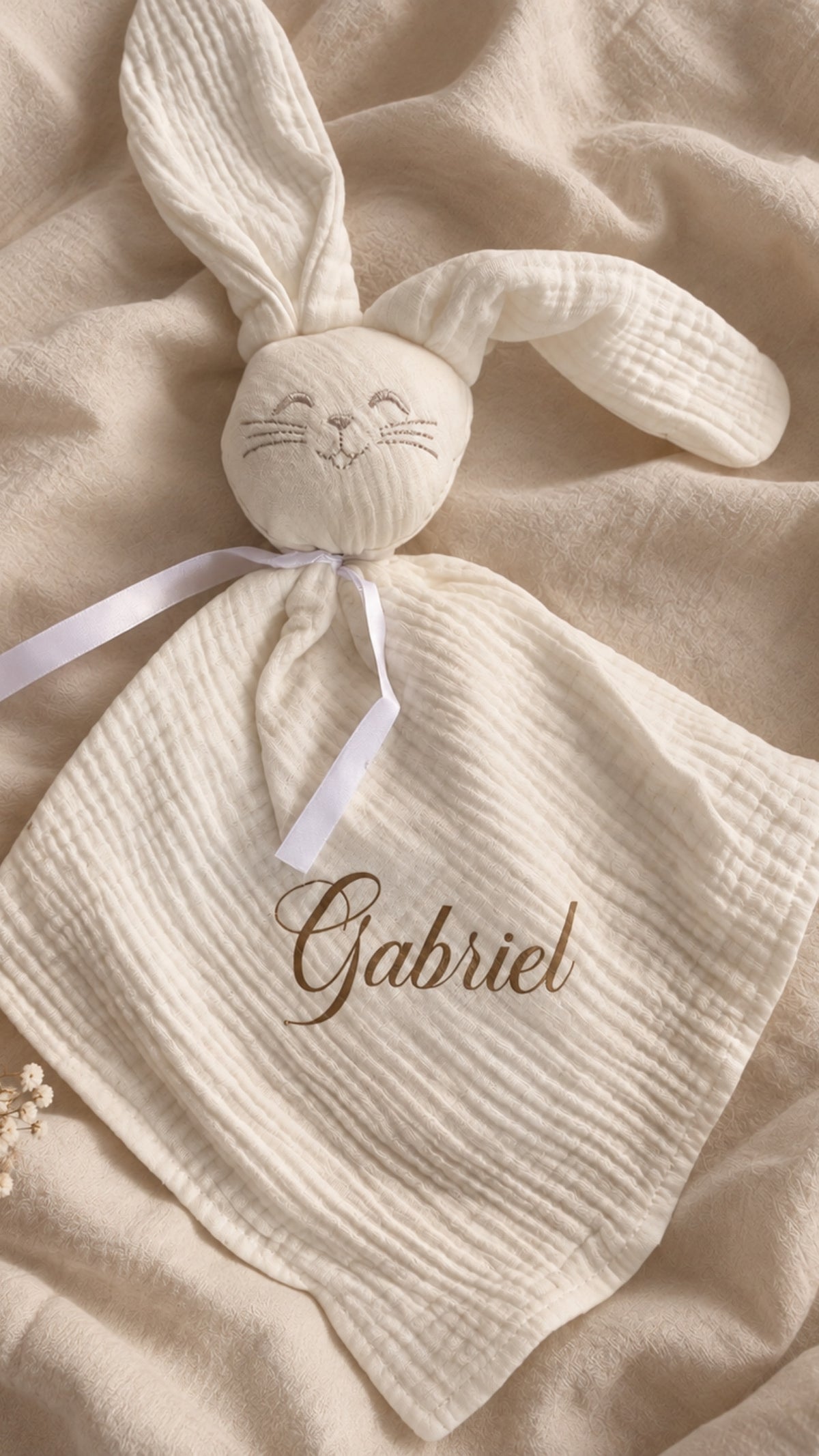 🧸 Doudou personnalisé en gaze de coton